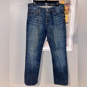 Trendy 7 For All Mankind Jeans Blue Medium Wash Bootcut Whisking & Fade 34X30